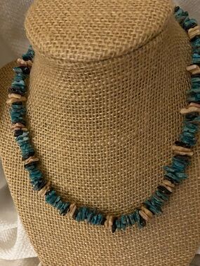 Turquoise Chip Bead Necklace - Unbranded